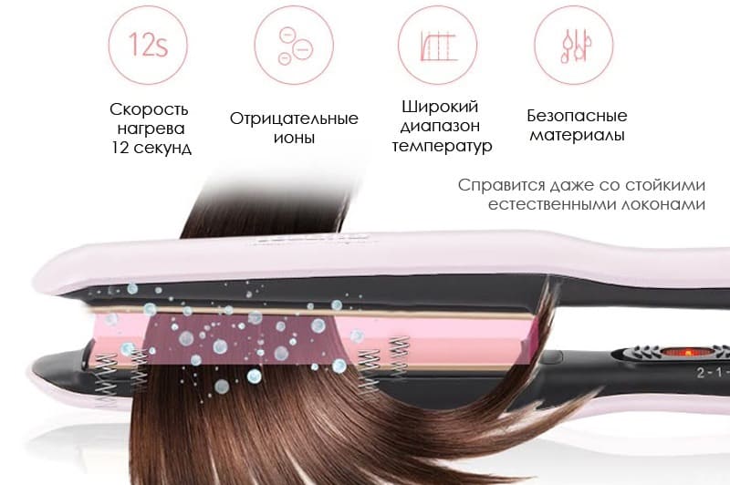 Выпрямитель для волос Xiaomi Yueli Hot Steam Straightener Pearl Изображение 2